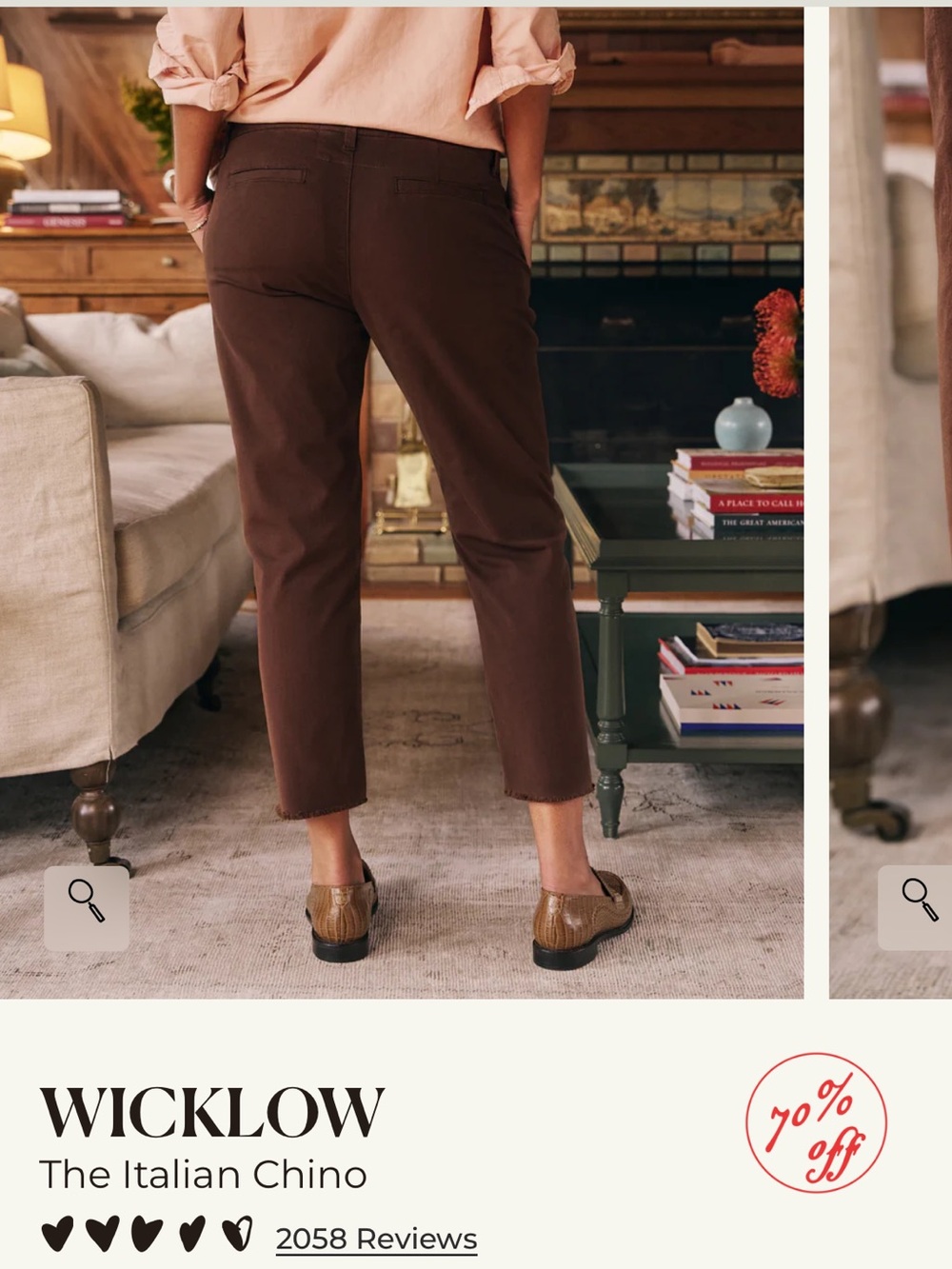 Frank & Eileen Wicklow Cropped Chino Pants — Dark Brown 4
